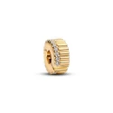 Charm Clip Pandora Ranurado Baño Oro 764078C01