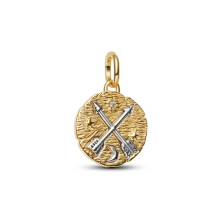 Charm Medallón Pandora Me Flechas Cruzadas Baño Oro y Plata 764081C01