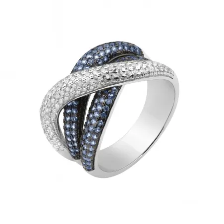 Anillo Luxenter Bothu Plata Baño Rodio y Circonitas Blancas y Azules T234904