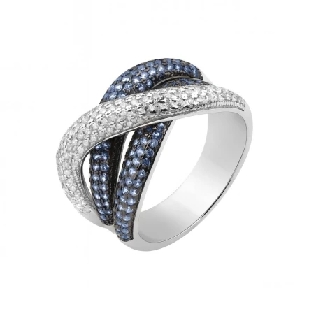 Anillo Luxenter Bothu Plata Baño Rodio y Circonitas Blancas y Azules T234904