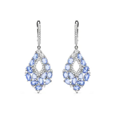 Pendientes Luxenter Asbah Plata Baño Rodio y Circonitas Azules EF2240200