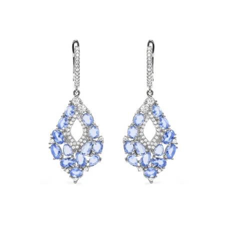 Pendientes Luxenter Asbah Plata Baño Rodio y Circonitas Azules EF2240200