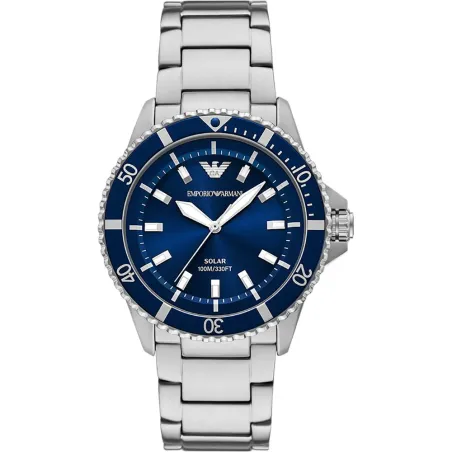 Reloj Emporio Armani World Explorer Plateado y Azul Analógico AR11697