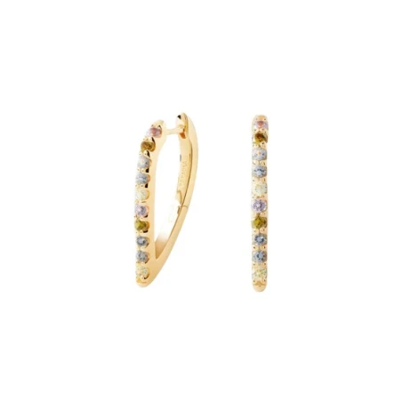 Pendientes Aros PdPaola Gloss Baño Oro y Circonitas Multicolor AR01-G26-U