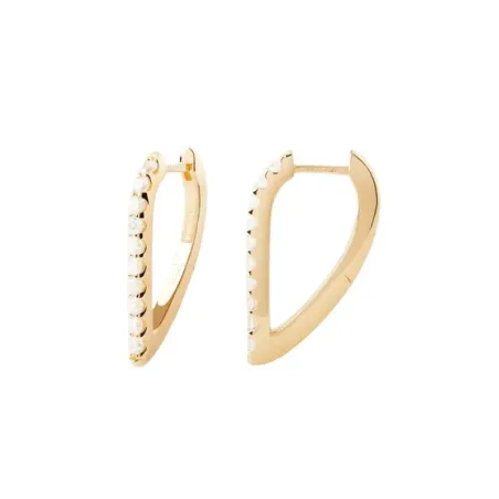 Pendientes Aros PdPaola Gloss Baño Oro y Circonitas Blancas AR01-G27-U