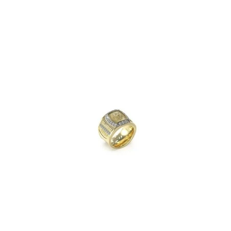 Anillo Guess Lion King Acero Baño Oro y Cristales Blancos Hombre JUMR05007JWYG64