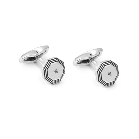 Gemelos Nomination Strong Octágono Acero y Diamante Negro 028347/064