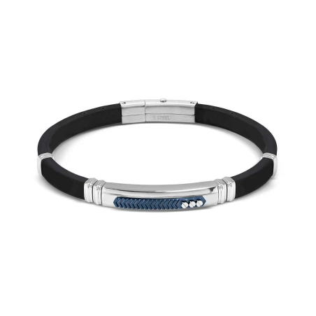 Pulsera Nomination City Caucho Negro y Acero Bicolor 028818/032