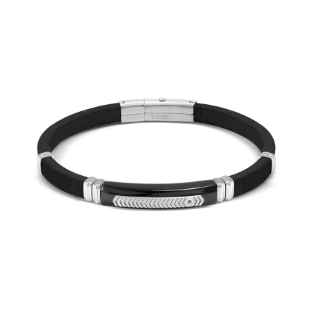 Pulsera Nomination City Caucho Negro y Acero Bicolor 028819/060