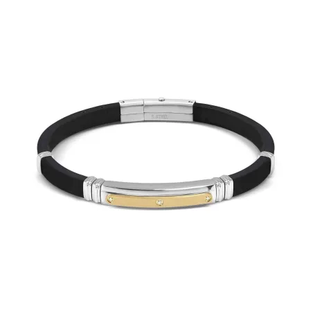Pulsera Nomination City Caucho Negro y Acero Bicolor 3 Circonitas 028820/057