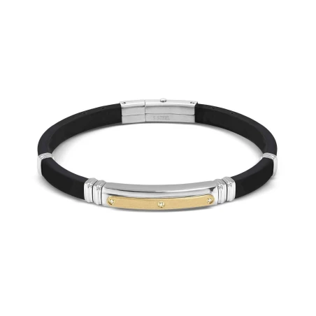Pulsera Nomination City Caucho Negro y Acero Bicolor 3 Circonitas 028820/057