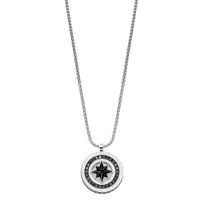 Collar Lotus Style Men In Black Acero y Estrella Polar...