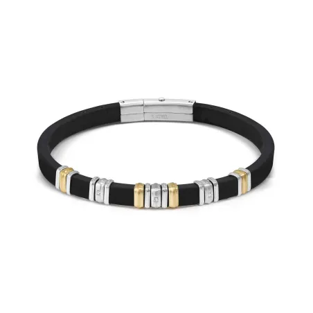 Pulsera Nomination City Caucho Negro y Acero 3 Circonitas 028821/057