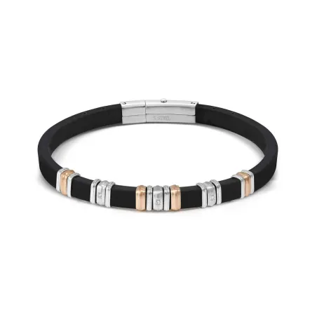 Pulsera Nomination City Caucho Negro y Acero 3 Circonitas 028821/059