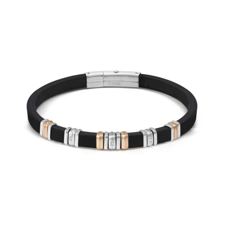 Pulsera Nomination City Caucho Negro y Acero 3 Circonitas 028821/059