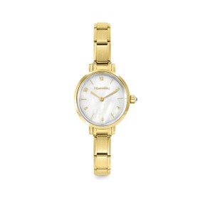 Reloj PARIS con correa en acero OVAL GOLD perla madre...