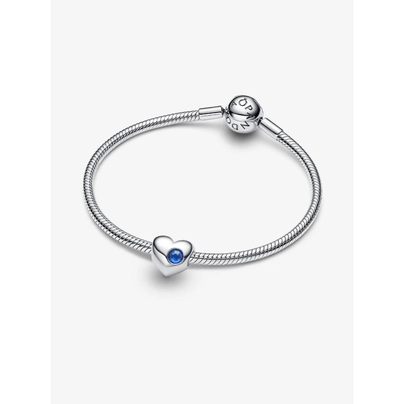 Charm Pandora Corazón Grabable y Cristal Azul Princesa 794161C09
