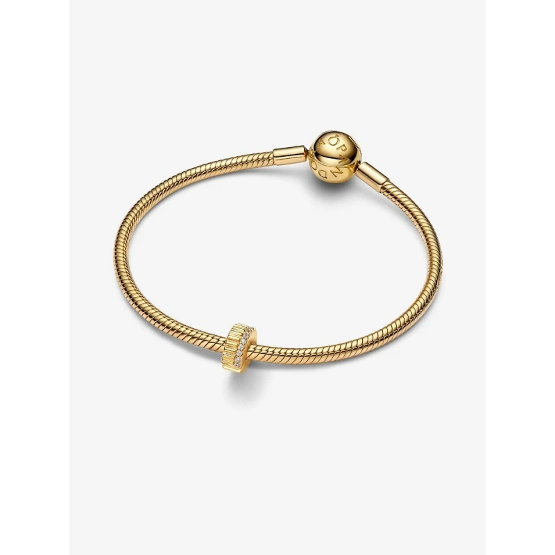 Charm Clip Pandora Ranurado Baño Oro 764078C01