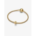 Charm Clip Pandora Ranurado Baño Oro 764078C01