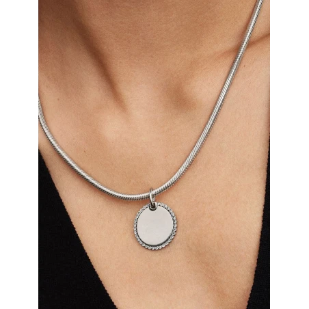 Colgante Pandora Etiqueta Grabable Redonda Brillante Plata 394007C01
