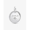 Colgante Pandora Etiqueta Grabable Redonda Brillante Plata 394007C01