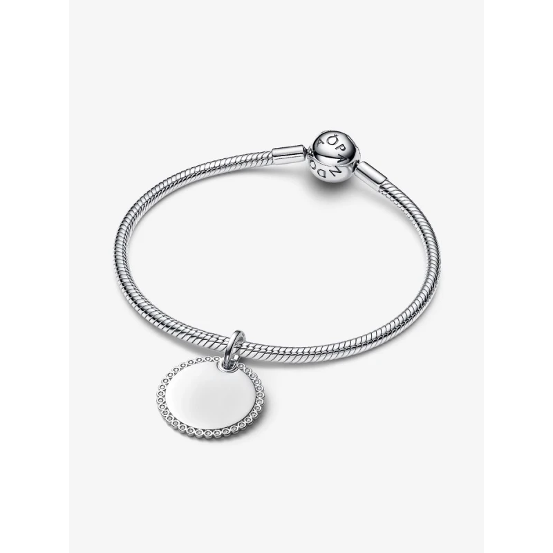 Colgante Pandora Etiqueta Grabable Redonda Brillante Plata 394007C01