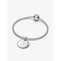 Colgante Pandora Etiqueta Grabable Redonda Brillante Plata 394007C01