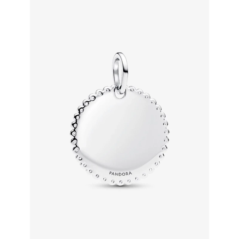Colgante Pandora Etiqueta Grabable Redonda Brillante Plata 394007C01