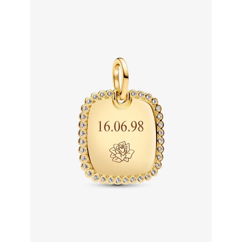 Colgante Pandora Etiqueta Grabable Cuadrada Brillante 364009C01