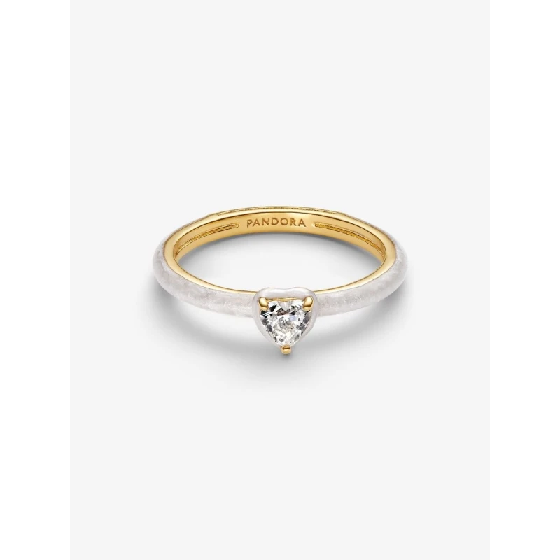 Anillo Pandora Me Corazón Chakra Blanco Baño Oro 163088C01