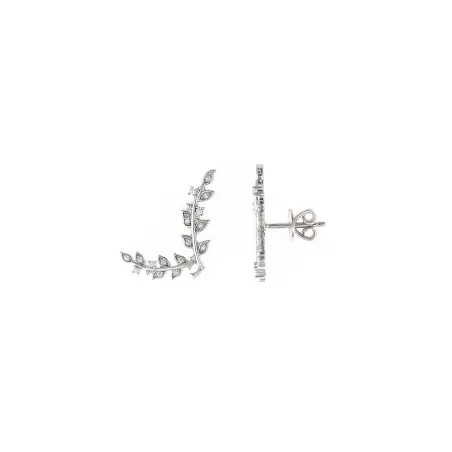 Pendientes Trepadores Salvatore Hojas Plata Baño Rodio y Circonitas 195A0145
