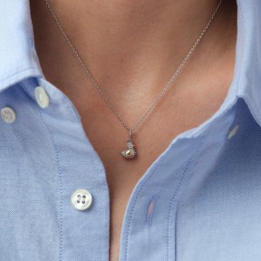 Colgante Agatha Paris Pato Pequeño Baño Rodio y Oro y... 2