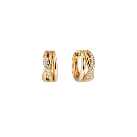 Pendientes Vidal&Vidal Duna Aros Entrelazados Baño Oro y Circonitas Blancas G4018