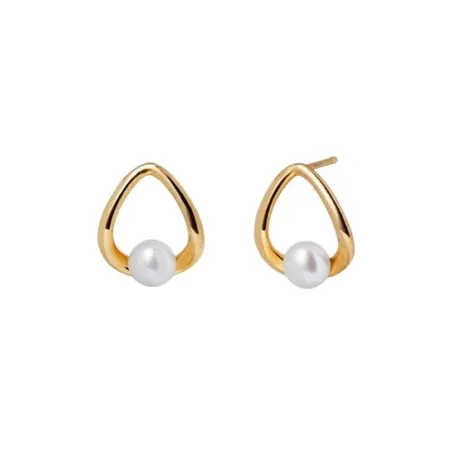 Pendientes Vidal&Vidal Óvalos Baño Oro y Perla G4033