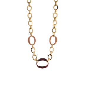 Collar Vidal&Vidal Eslabones Baño Oro y Resina Caramel y...