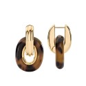 Pendientes Agatha Paris Royal Doble Aro Rectangular Baño Oro y Marrón 02380754-173-TU