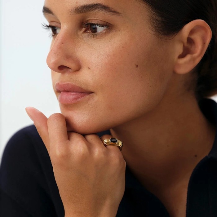 Anillo Fino Agatha paris Haussmann Baño Oro y...