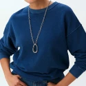 Collar Largo Agatha Paris Abbesses Eslabón Baño Rodio 02651430-064-TU
