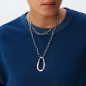 Collar Largo Agatha Paris Abbesses Eslabón Baño Rodio 02651430-064-TU