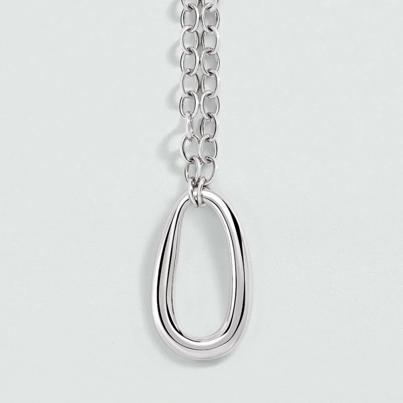 Collar Largo Agatha Paris Abbesses Eslabón Baño Rodio 02651430-064-TU