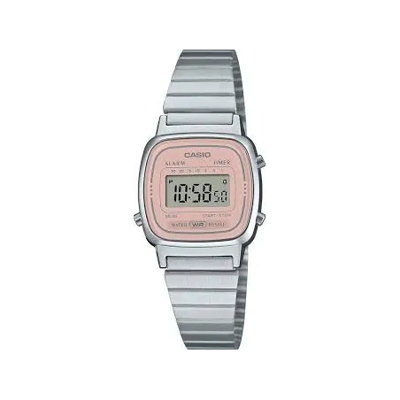 Reloj Casio Mini Plateado y Rosa Mujer Digital LA670WEA-4A2EF