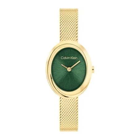 Reloj Calvin Klein Twisted Bezel Dorado y Verde Analógico Mujer 25100152