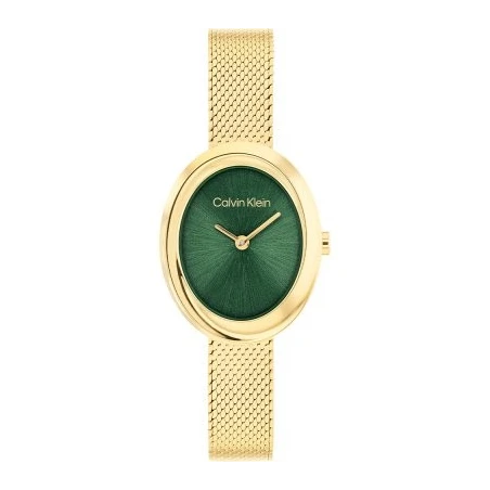 Reloj Calvin Klein Twisted Bezel Dorado y Verde Analógico Mujer 25100152