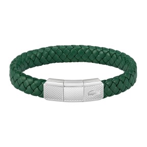 Pulsera Lacoste Rokel Piel Trenzada Verde y Acero...