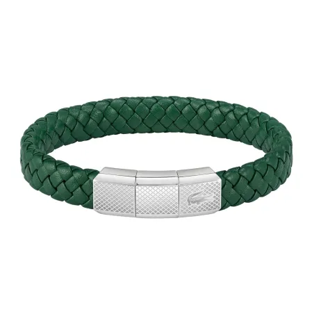 Pulsera Lacoste Rokel Piel Trenzada Verde y Acero Inoxidable Hombre 2040284