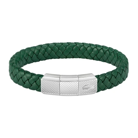 Pulsera Lacoste Rokel Piel Trenzada Verde y Acero Inoxidable Hombre 2040284