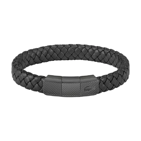 Pulsera Lacoste Rokel Piel Trenzada y Acero Inoxidable Negro Hombre 2040285