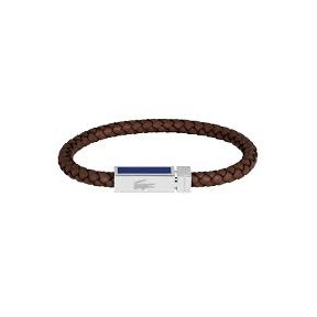 Pulsera Lacoste Rokel Piel trenzada Marrón y Acero...