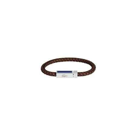 Pulsera Lacoste Rokel Piel trenzada Marrón y Acero Inoxidable Hombre 2040450