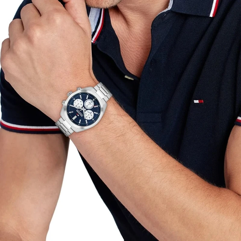 Reloj Tommy Hilfiger Hudson Plateado y Azul Multifunción Hombre 1710722